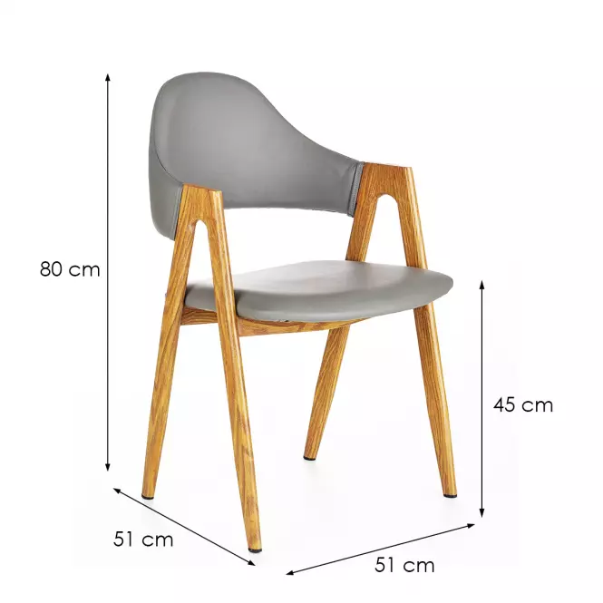 Stolička K247 ekokoža/kov popol 53x57x80