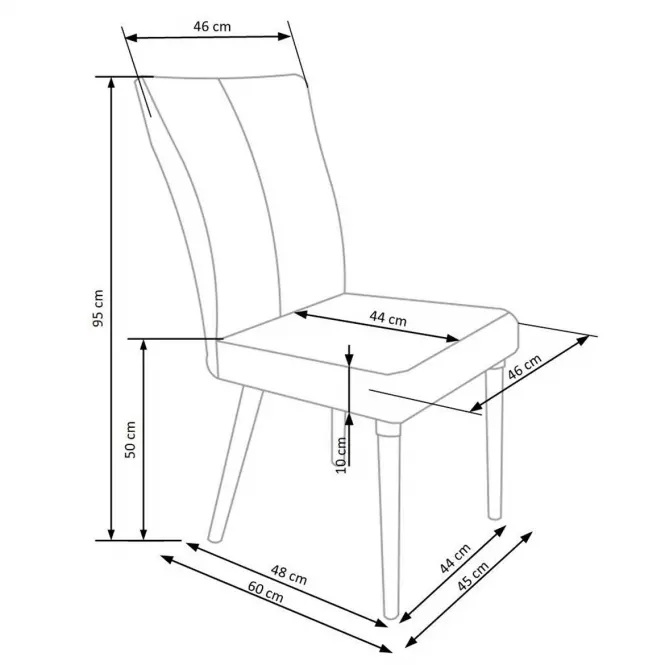 Stolička K273 tkanina/drevo tmavý popol 45x60x95