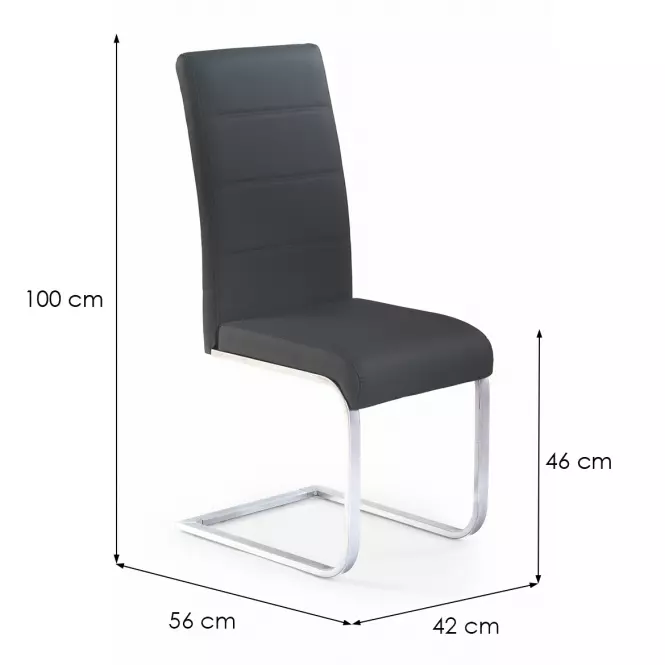Stolička K85 kov/ekokoža čierna 42x56x100