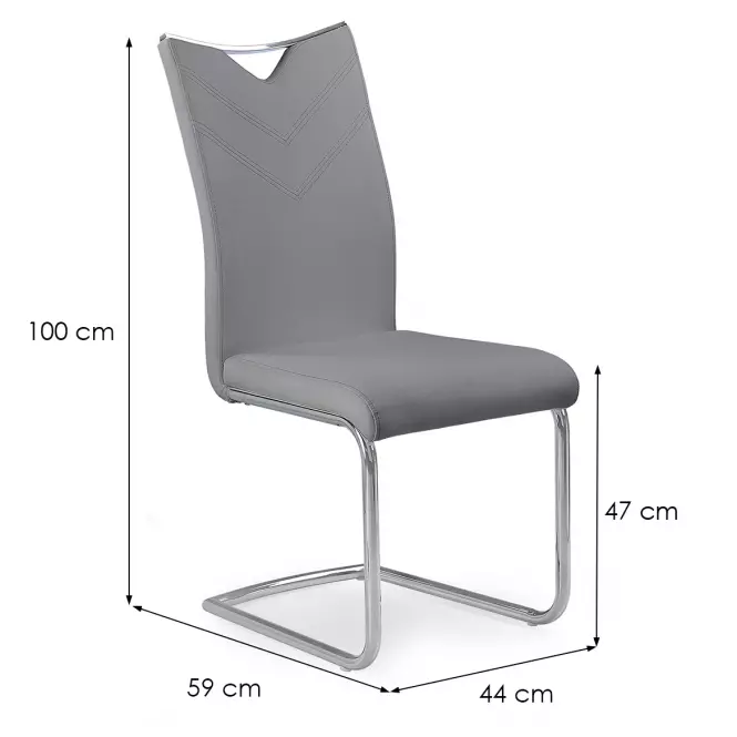 Stolička K224 kov/ekokoža popol 44x59x100