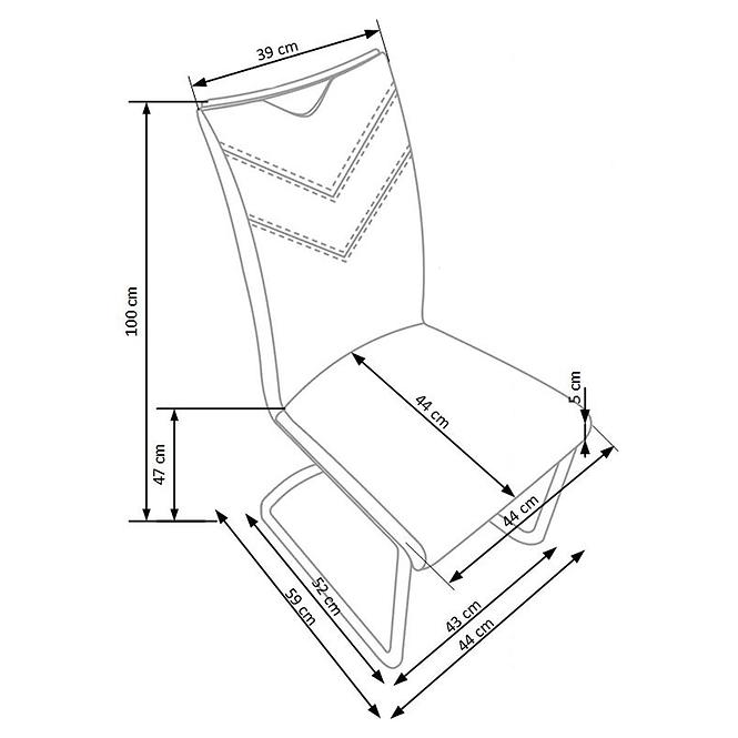 Stolička K224 kov/ekokoža popol 44x59x100