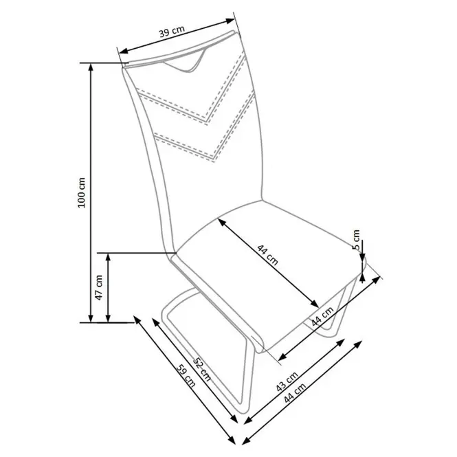 Stolička K224 kov/ekokoža popol 44x59x100,3