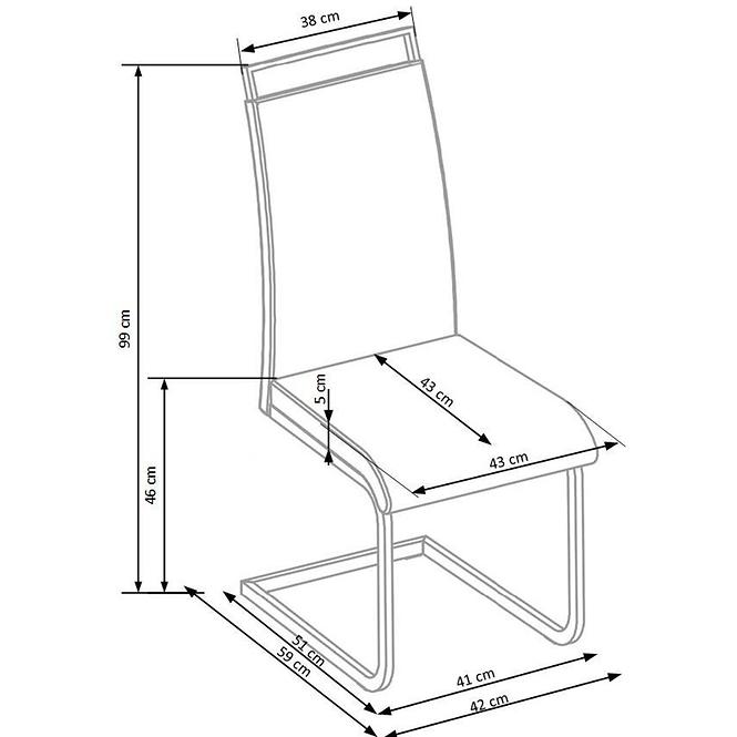 Stolička K250 kov/ekokoža biela 42x59x99