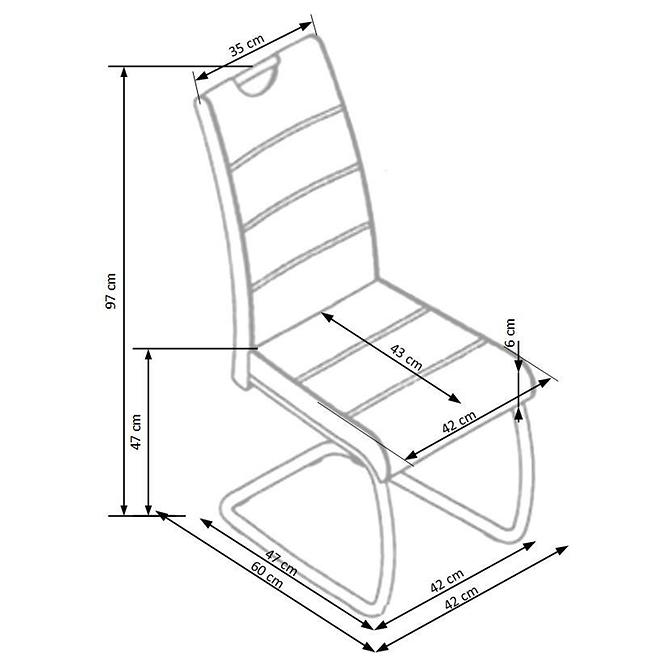 Stolička K349 tkanina/kov popol 42x60x97,3