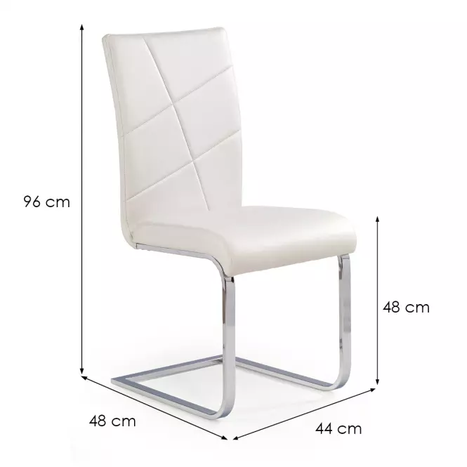 Stolička K108 kov/ekokoža biela 43x57x96