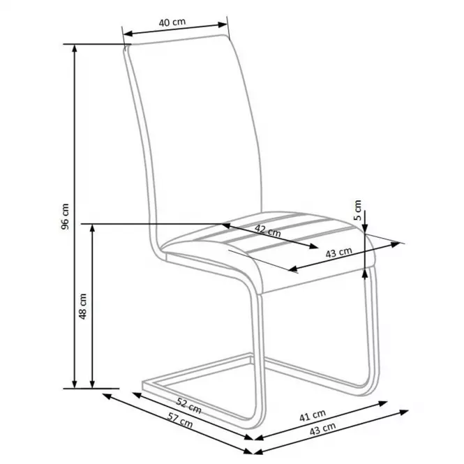Stolička K108 kov/ekokoža biela 43x57x96