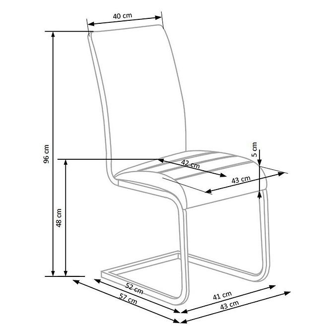 Stolička K108 kov/ekokoža biela 43x57x96