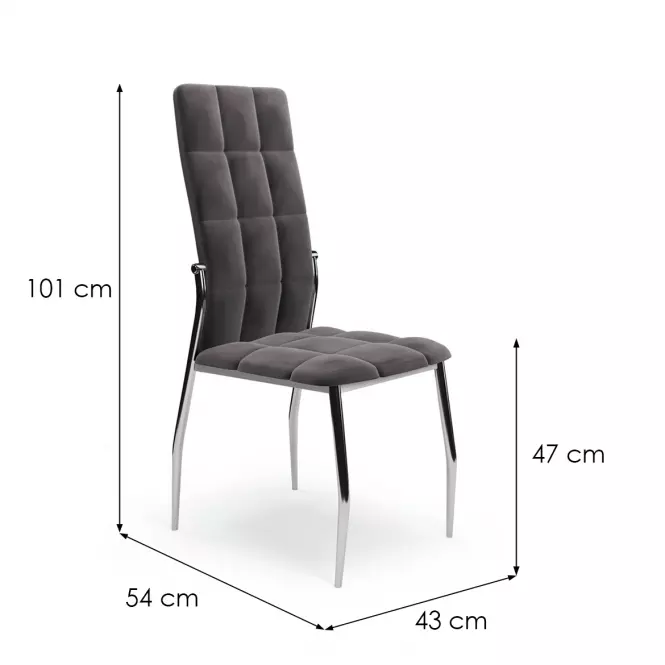 Stolička K416 velvet/kov popol 43x54x101