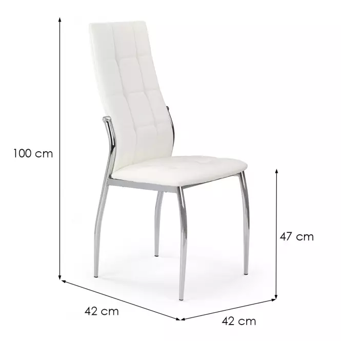 Stolička K209 kov/ekokoža biela 43x54x101