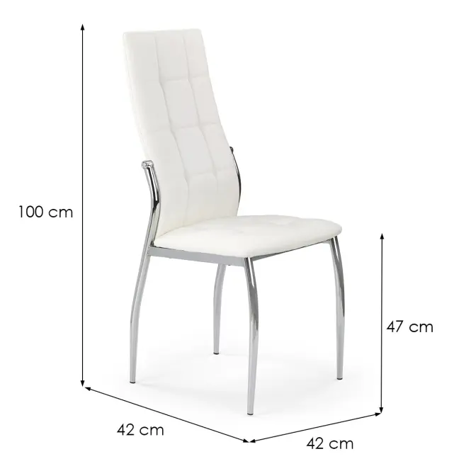 Stolička K209 kov/ekokoža biela 43x54x101,3