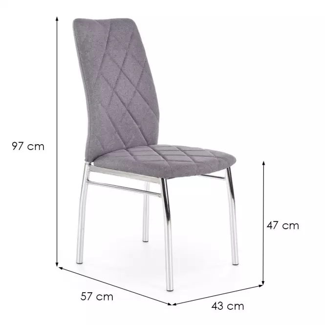Stolička K309 tkanina/kov svetlý popol 43x57x97