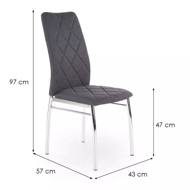 Stolička K309 tkanina/kov tmavý popol 43x57x97
