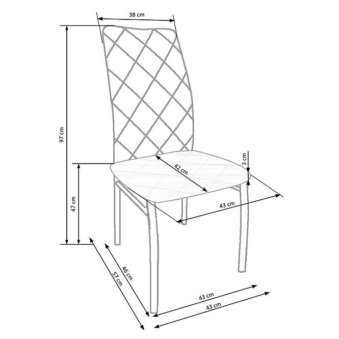 Stolička K309 tkanina/kov tmavý popol 43x57x97