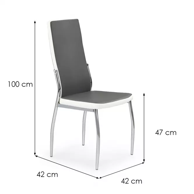 Stolička K210 kov/ekokoža popol-biela 43x54x101