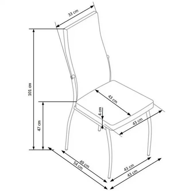 Stolička K210 kov/ekokoža popol-biela 43x54x101