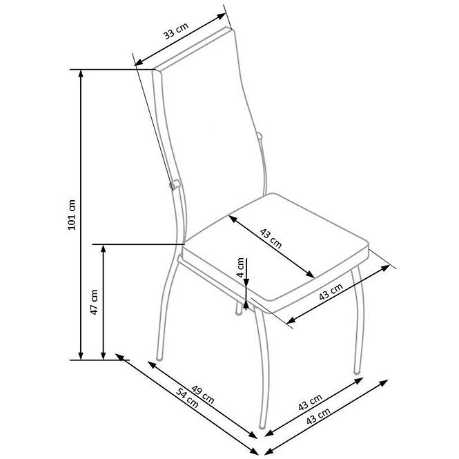 Stolička K210 kov/ekokoža popol-biela 43x54x101