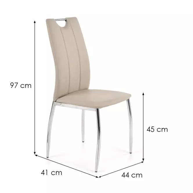 Stolička K187 kov/ekokoža béž 46x56x97