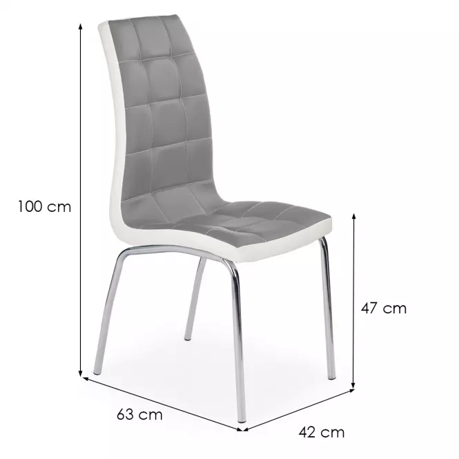 Stolička K186 kov/ekokoža popol-biela 42x63x96