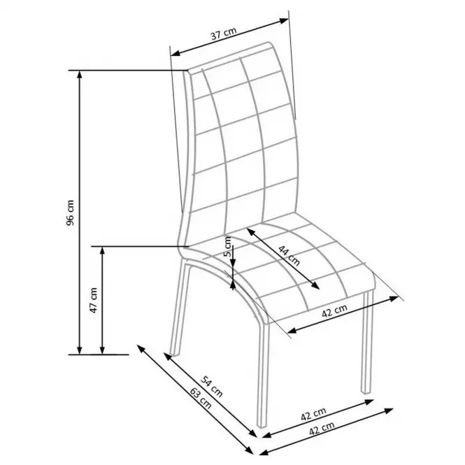 Stolička K186 kov/ekokoža popol-biela 42x63x96