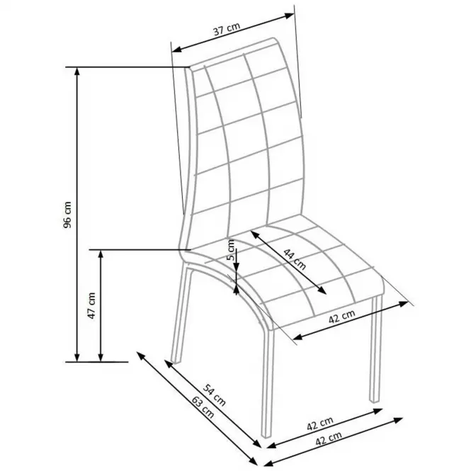 Stolička K186 kov/ekokoža čierna-biela 42x63x96
