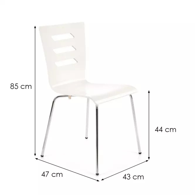 Stolička K155 kov/drevo biela 46x47x85