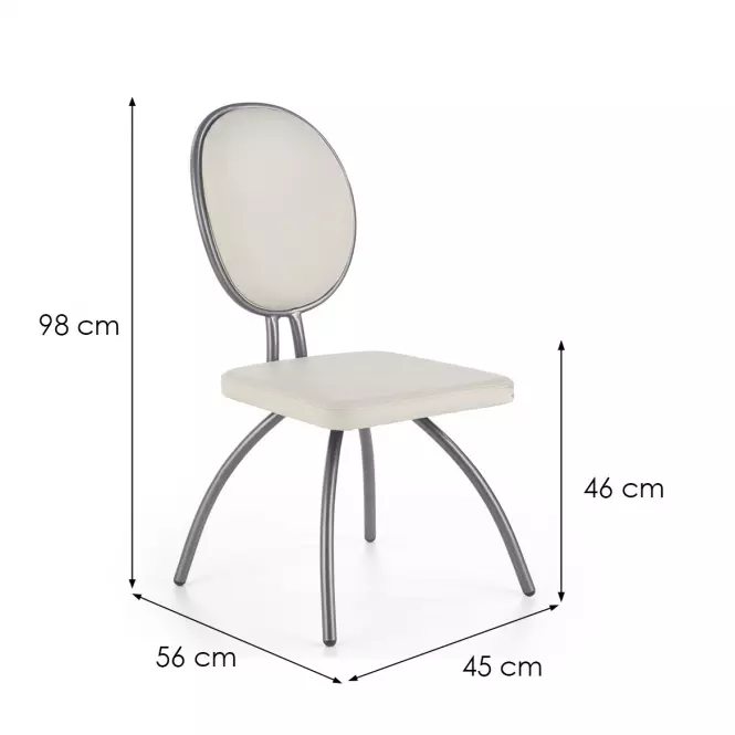 Stolička K297 ekokoža/kov svetlý popol 51x56x98