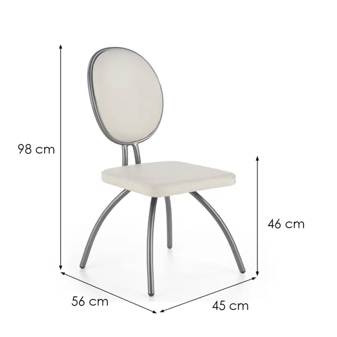 Stolička K297 syntetická koža/kov svetlý popol 51x56x98,7