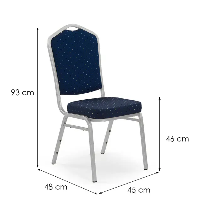 Stolička K66S kov/tkanina strieborná/modrá 45x59x93,3