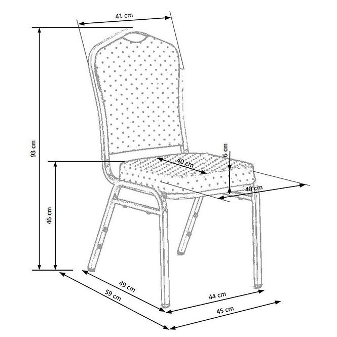 Stolička K66S kov/tkanina strieborná/modrá 45x59x93