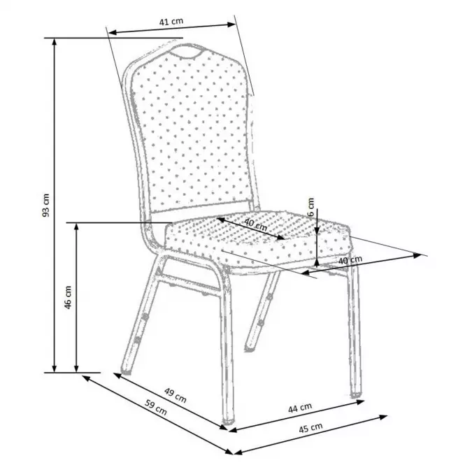 Stolička K66S kov/tkanina strieborná/modrá 45x59x93,4