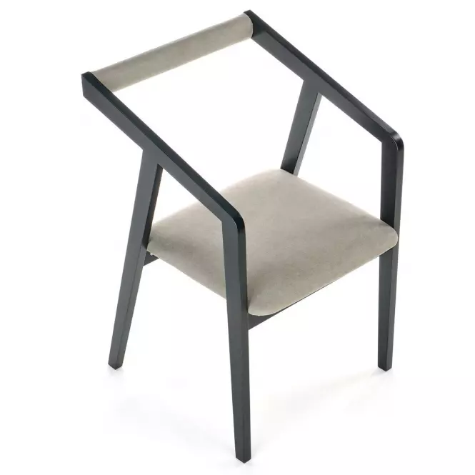 Stolička Azul drevo/velvet čierna/popol 50x53x79