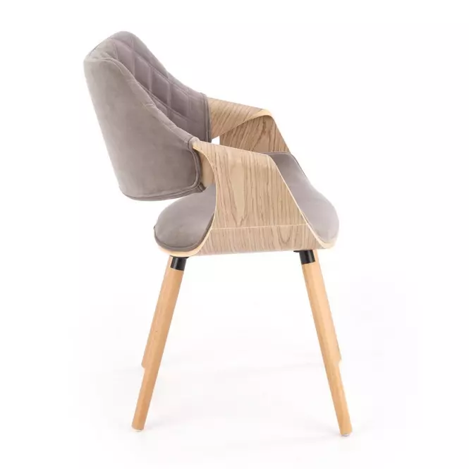 Stolička K396 drevo/velvet svetlý dub/popol 56x55x77