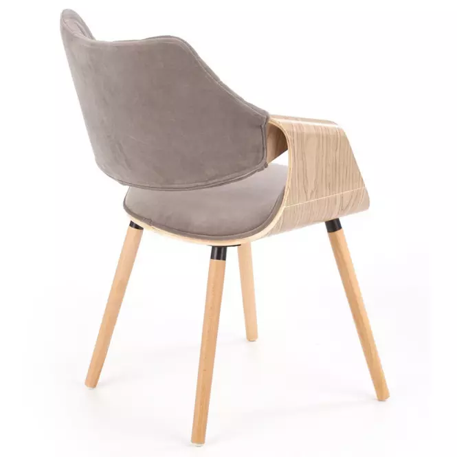 Stolička K396 drevo/velvet svetlý dub/popol 56x55x77
