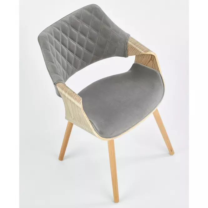 Stolička K396 drevo/velvet svetlý dub/popol 56x55x77
