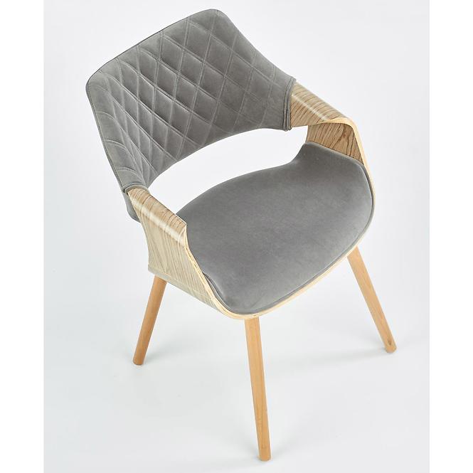 Stolička K396 drevo/velvet svetlý dub/popol 56x55x77