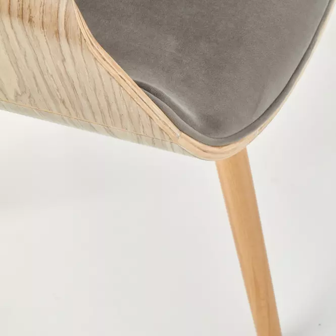 Stolička K396 drevo/velvet svetlý dub/popol 56x55x77