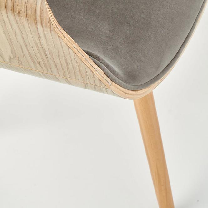 Stolička K396 drevo/velvet svetlý dub/popol 56x55x77