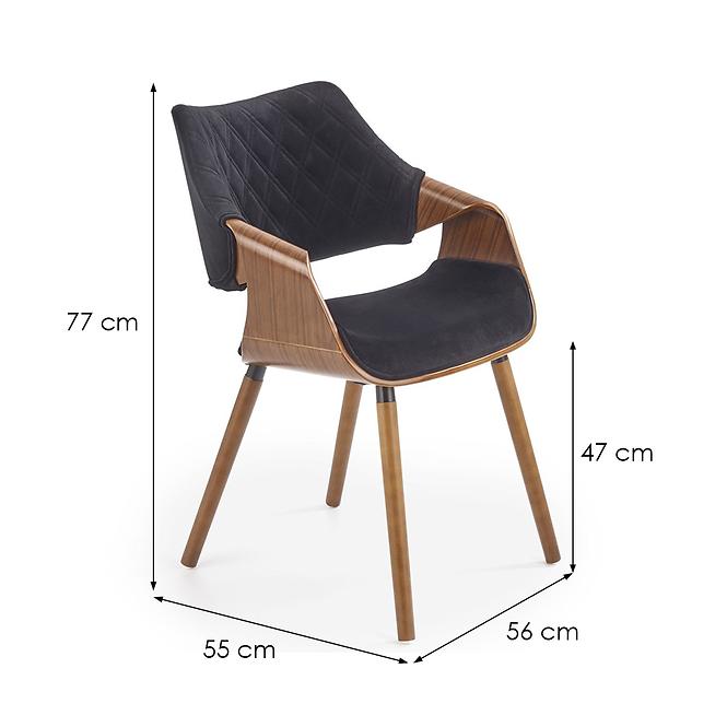 Stolička K396 drevo/velvet orech/čierna 56x55x77