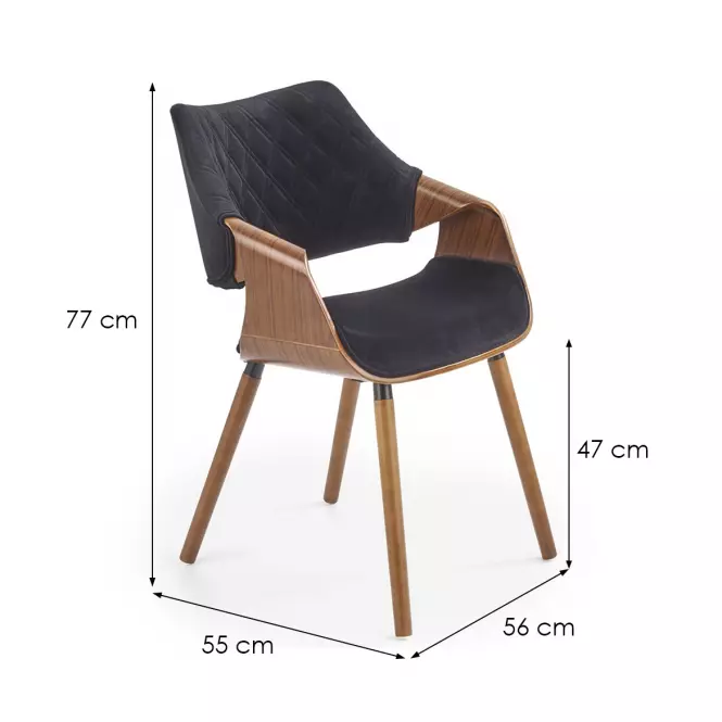 Stolička K396 drevo/velvet orech/čierna 56x55x77,13
