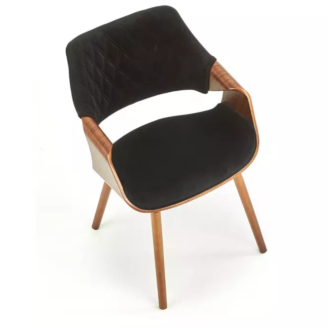 Stolička K396 drevo/velvet orech/čierna 56x55x77