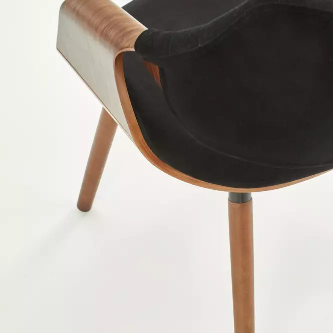 Stolička K396 drevo/velvet orech/čierna 56x55x77
