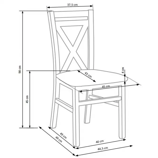 Stolička Dariusz 2 drevo/MDF sonoma 45x49x90,4