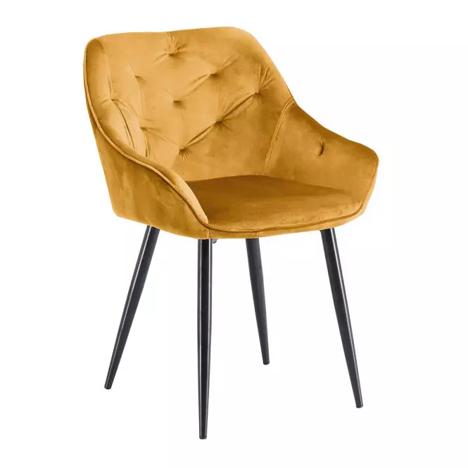Stolička K487 velvet/kov horčicová 56x65x81