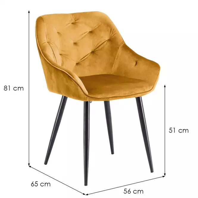 Stolička K487 velvet/kov horčicová 56x65x81