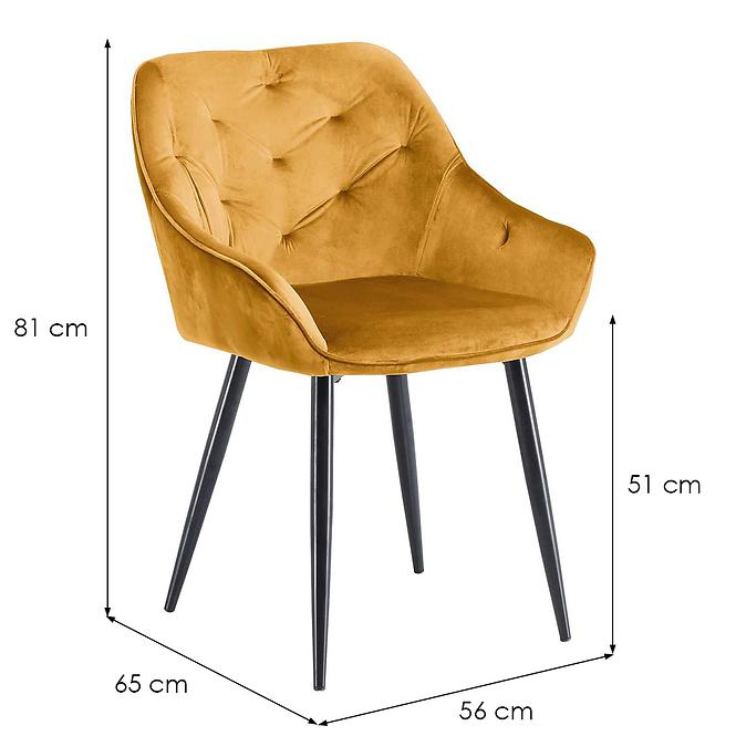 Stolička K487 velvet/kov horčicová 56x65x81