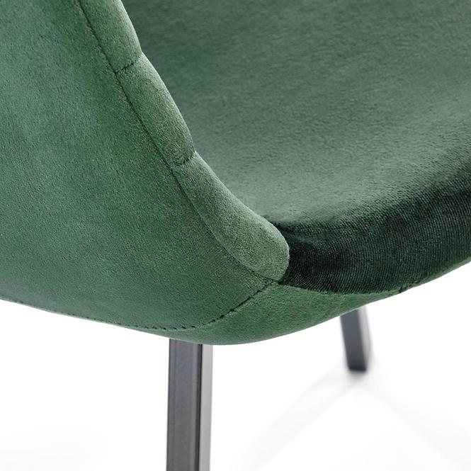 Stolička K462 velvet/kov tmavá  zelená 45x57x82