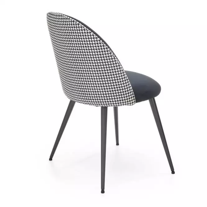 Stolička K478 velvet/tkanina/kov čierna/biela 49x54x84