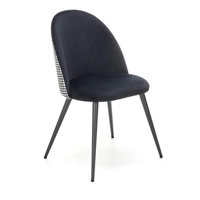 Stolička K478 velvet/tkanina/kov čierna/biela 49x54x84