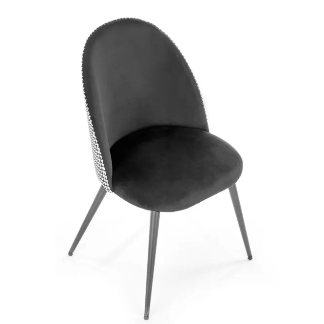 Stolička K478 velvet/tkanina/kov čierna/biela 49x54x84,7