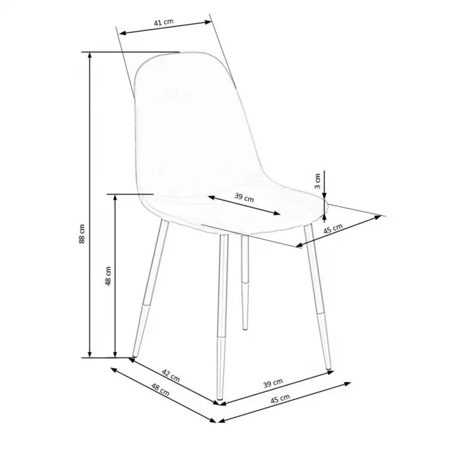 Stolička K379 velvet/kov popol 45x48x88